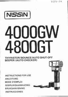 Nissin 4800 GT manual. Camera Instructions.